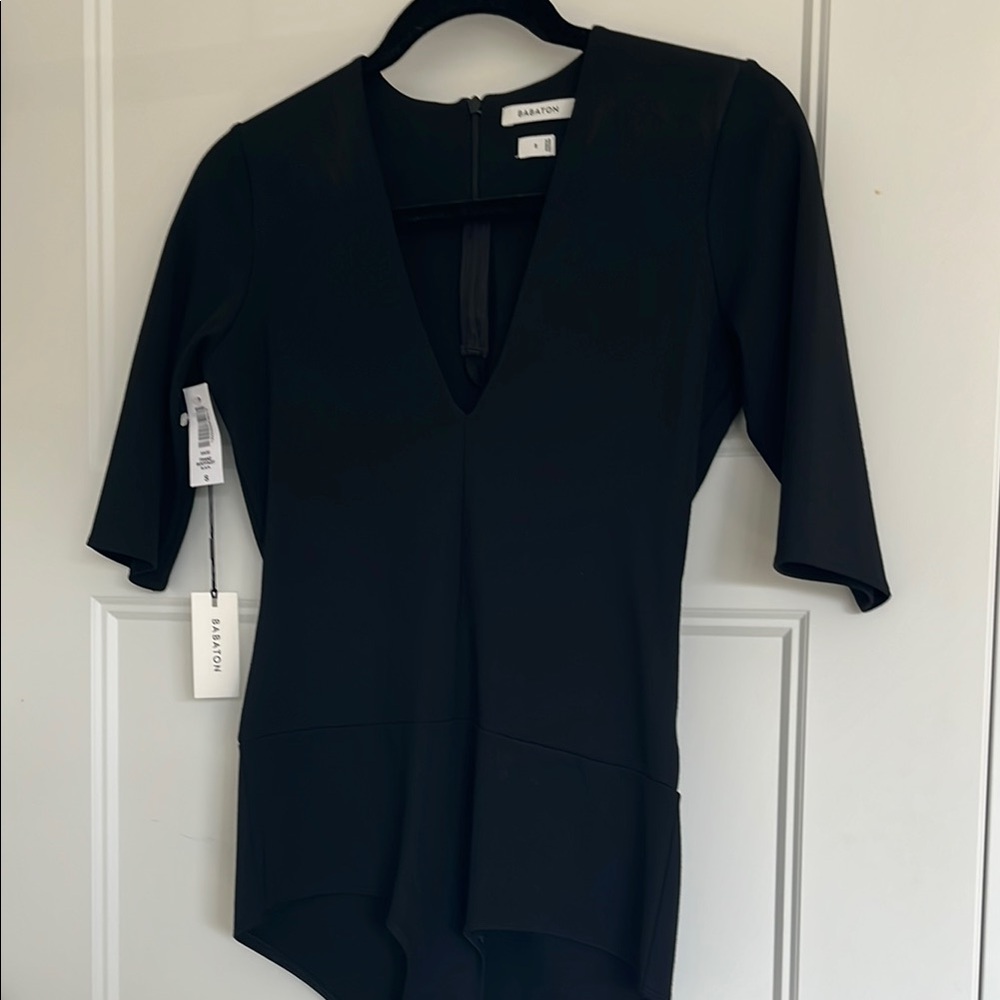 Aritzia Babaton Black V-Neck Bodysuit